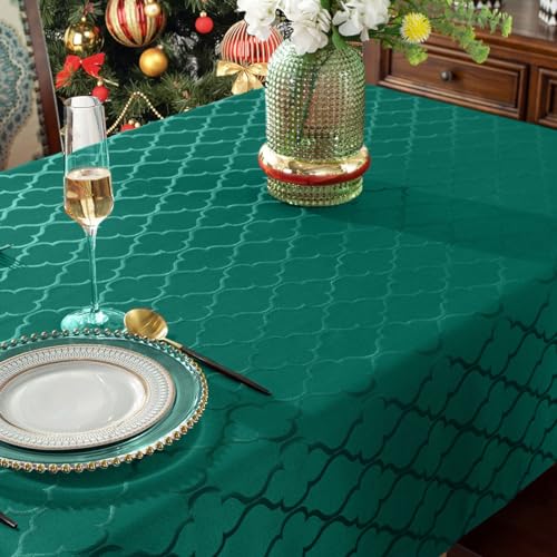 SASTYBALE Christmas Green Rectangular Jacquard Tablecloth 60x120 Inches