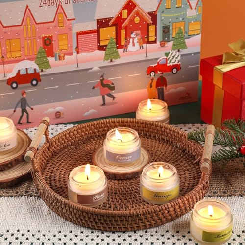 Pink Advent Calendar 2026 with 24 Scented Candles - Holiday Countdown Gift for Adults
