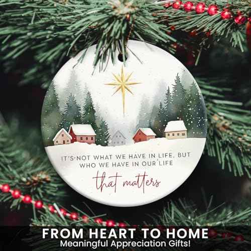 2025 Thank You Gifts for Women - Double Sided Ceramic Friendship Ornament for Christmas Tree, Unique Appreciation, Retirement Gifts for Women, Coworkers, Man, Friends, Bestie, Sister, Neighbor