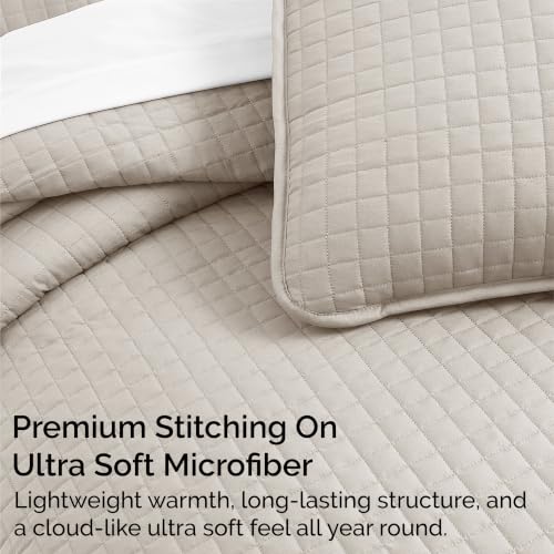Southshore Fine Living Oversized King Quilt Bedding Set with 2 Pillow Shams - Natural Beige, California King & King Size