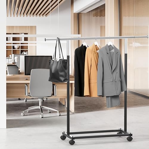 Simple Houseware Black Garment Clothing Rack with Extensible Rod