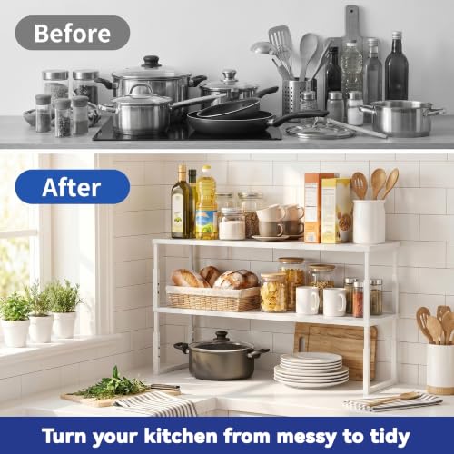 White Expandable & Stackable Kitchen Shelf Organizer - 2 Pack