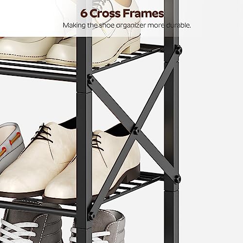 YATINEY 10-Tier Large Capacity Shoe Rack with Rustic Brown Finish - Holds 40 Pairs, Stable & Sturdy Entryway Organizer 27.8" x 10.8" x 65.7"