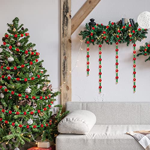 6 Pcs Bead Garland for Christmas Tree 9 Feet Red and Green