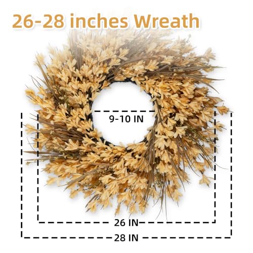 Large Outdoor Fall Wreath with Yellow Forsythia & Berries - 26-28 Inches