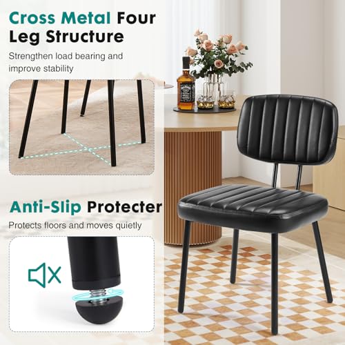 Mid Century Modern Black Dining Chairs Set of 2 - Durable & Stylish Kitchen Seating