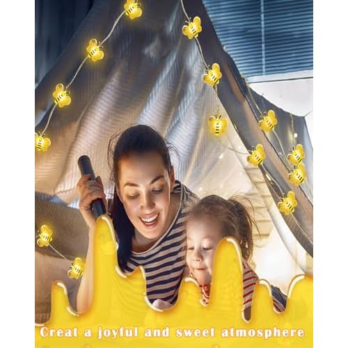 ITICdecor Bee Lights Cute Bee Fairy Lights with Timer 10FT 30 LEDs Christmas Gifts Honey Bee Decorative String Lights for Bedroom Birthday Party Wedding Xmas Plants Patios Decor