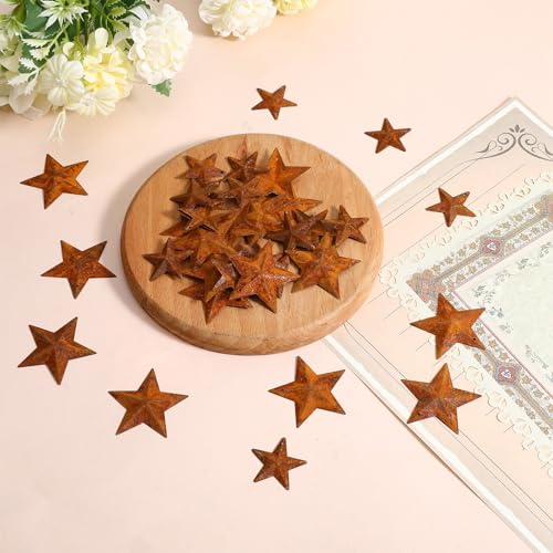 Mini Rusty Metal Barn Stars - 40 Pieces for Crafts & Decor, Two Sizes