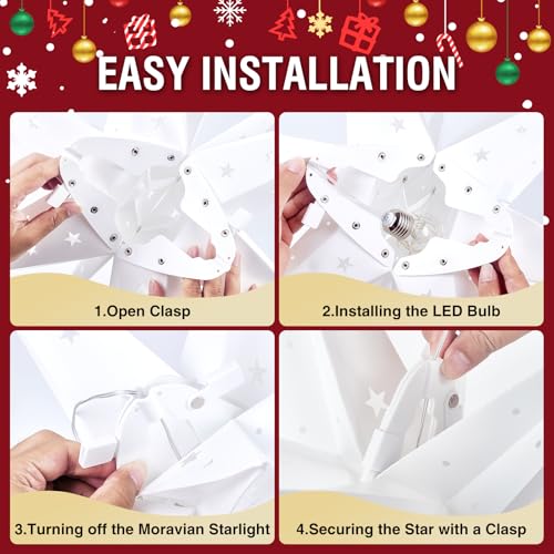 GALACOVE 23'' Moravian Star Light - 18 Point Outdoor Indoor Christmas Star with Timer