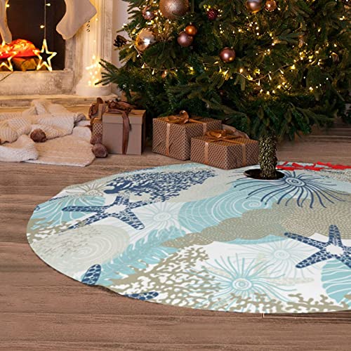 Subvcik Starfish Christmas Tree Skirt 36 Inch Holiday Decor Style6