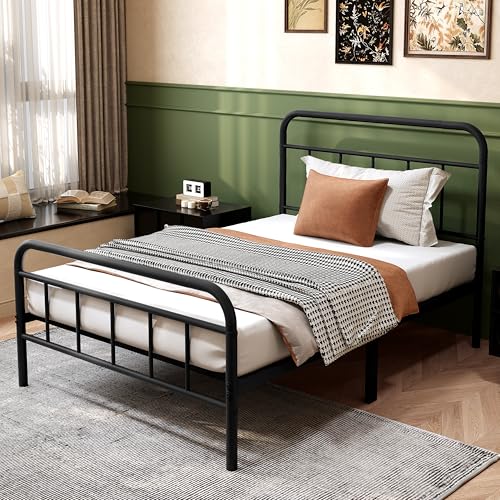Easllre 14-Inch Twin Metal Bed Frame with Storage - Heavy Duty, Easy Assembly
