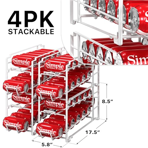 Simple Houseware 4-Pack Stackable Can Dispenser Organizer - White