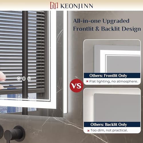 24x30 Inch LED Bathroom Mirror with Lights, Bluetooth Speaker, Front & Backlit - Variation of 30"L x 24"W