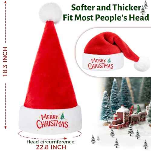 Iioscre Santa Hat Christmas Hats for Adults, Xmas Holiday Unisex Classic Santa Claus Hat for New Year Party