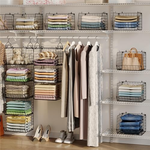 Black 5-Tier Closet Hanging Organizer with Hooks & Baskets