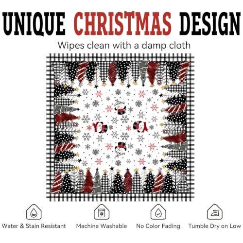 ZORKET White Square Christmas Tablecloth 60x60 Inch, Waterproof & Machine Washable Holiday Decor