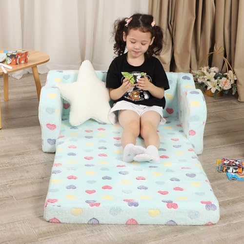 MOMCAYWEX Kids Sofa Chair, Extra Wide 2-in-1 Foldable