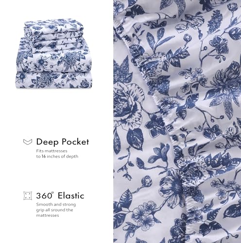 Queen Cotton Bed Sheet Set with Floral Pattern - Wild Flower