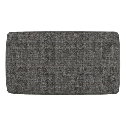 Small Ottoman Bench - Tweed Look Polyester Upholstery, Ebony Finish