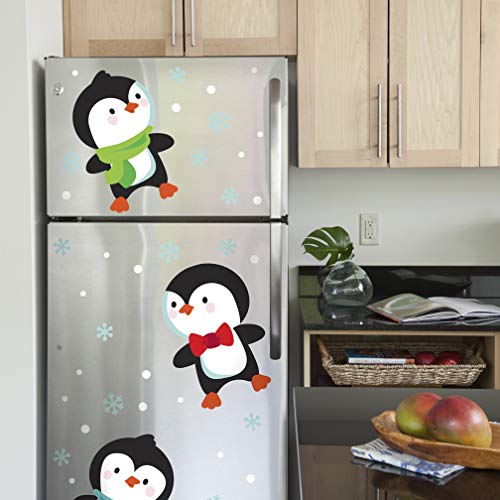 Paper Riot Co. Penquin Stacking Christmas Holiday Wall Stickers Removable for Family Activity Classroom Kids Room Nursery Bedroom Home Decor 65 Count Decals