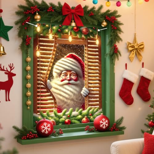 Santa Claus Xmas Window Cover Banner 31x47 Inches Polyester Holiday Decor