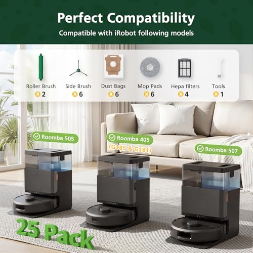 Replacement Parts Kit for iRobot Roomba 405/505/505X/507 - 25 Pieces