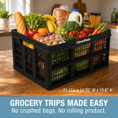 CleverMade Obsidian 45L Collapsible Utility Crates 3-Pack for Storage