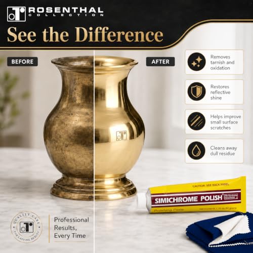 Rosenthal Collection Simichrome Metal Polish Cream Pack of 3 + Cloth - Chrome & Aluminum Polish