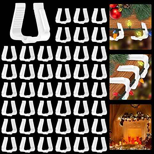 Yotako 50Pcs Christmas Light Clips 1 5/8" Fascia Clips Christmas Light Hanger Hooks Deck Light Clips for Christmas Decoration Deck Roof Gutter Fence Eave