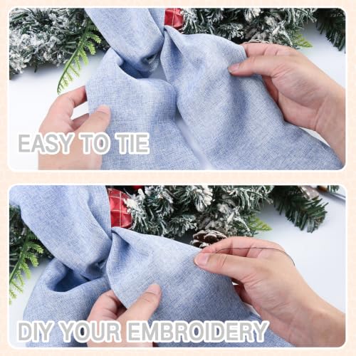 Blue 2-Pack Burlap Wreath Sash for Front Door 5 x 54 in - DIY Embroidery/Monogram