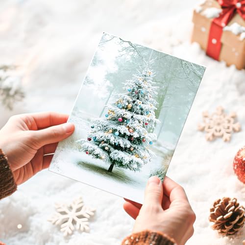 20 Holiday Christmas Cards Set with Envelopes & Stickers, 5x7 Bulk Greeting Cards