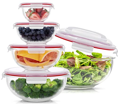 JoyFul Glass Mixing Bowl Set With Airtight Lids