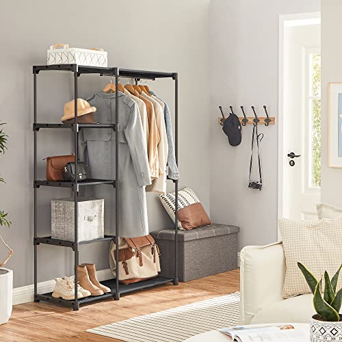 Portable Closet Organizer with Shelves and Hanging Rod - Black, 44.1"L x 65"H