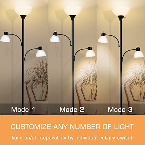 Black 72-Inch Tall Torchiere Floor Lamp for Living Room - Sturdy, Adjustable Lighting