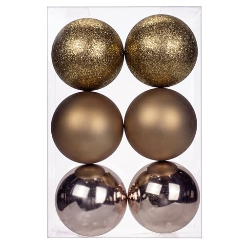 Bronze 3.94" Shatterproof Christmas Ornaments, 6 Pcs – Large Bronze Ball Xmas Decorations