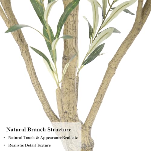 Nafresh 6ft Tall Faux Olive Tree with Lifelike Fruits & Adjustable Branches - Artificial Indoor Plant for Living Room & Entryway (Variation: 1/6ft)