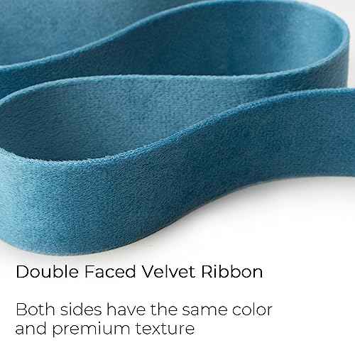Ribbli Dusty Turquoise Blue Velvet Ribbon Double Faced 3/8 Inch 10-Yard Spool Dusty Blue Ribbon Use for Christmas Tree Ornaments Gift Wrapping Wreath Decoration Wedding Boutonnieres