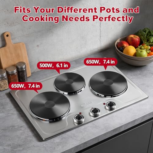 CUSIMAX 1800W Portable Electric Hot Plate with Triple Burners & Independent Temperature Control