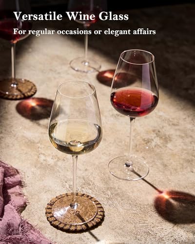 Set of 6 Hand Blown Bordeaux Wine Glasses - 18 Ounce Lead-Free Crystal, Elegant Gift Packaging