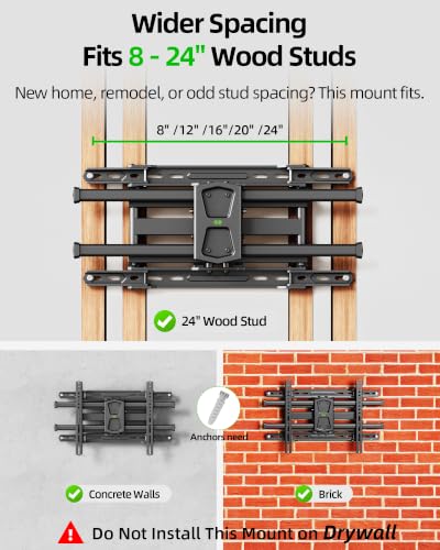 42-84 Inch TV Wall Mount with Tilt Swivel Extension for Wood Studs up to 110lbs