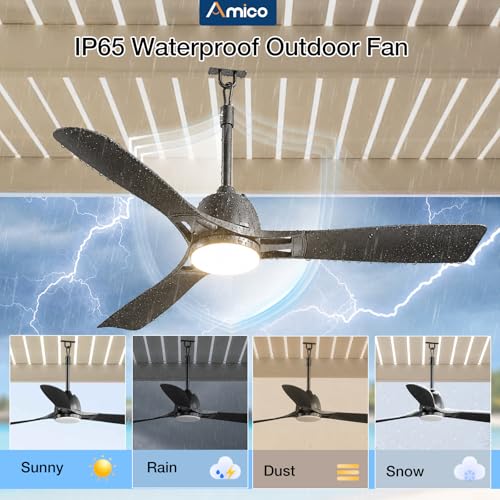 Amico 52-Inch Outdoor Waterproof Ceiling Fan with Lights - Gazebo & Patio