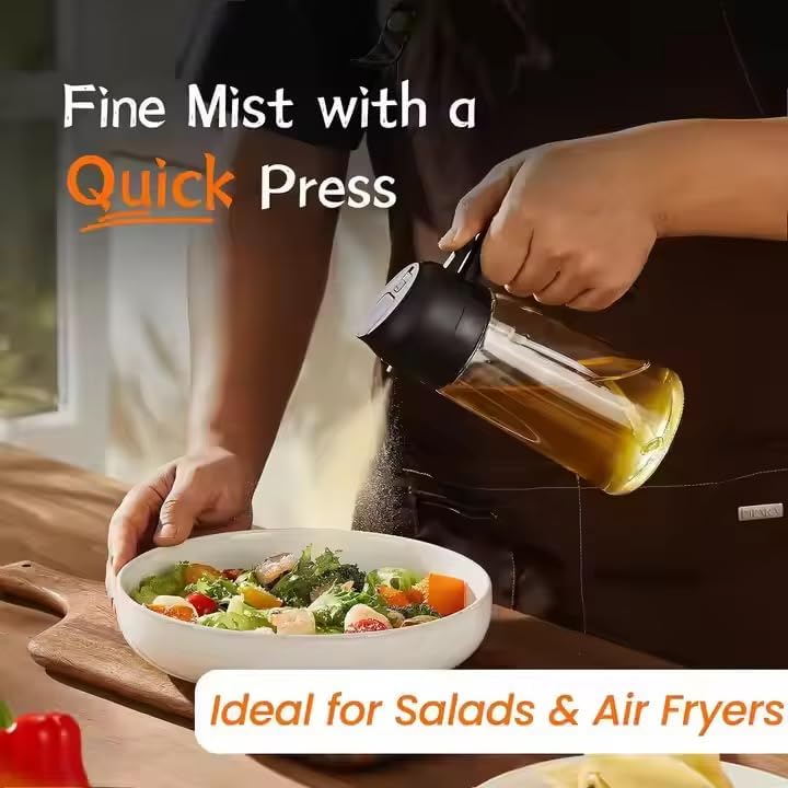 Skiennix Glass Oil Sprayer Dispenser Bottle - 16oz Amber Glass for Cooking, BBQ & Salads