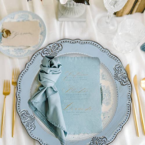 Spsyrine Antique Blue Charger Plates Set of 6, 13" Chargers for