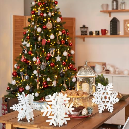 Maitys White 12-Piece Winter Wooden Snowflake Decor Set - 3D Holiday Centerpieces