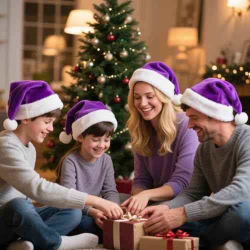 Christmas Santa Hat for Adults, Velvet Christmas Hat for Men Women Xmas New Year Party Favor, Unisex Adults