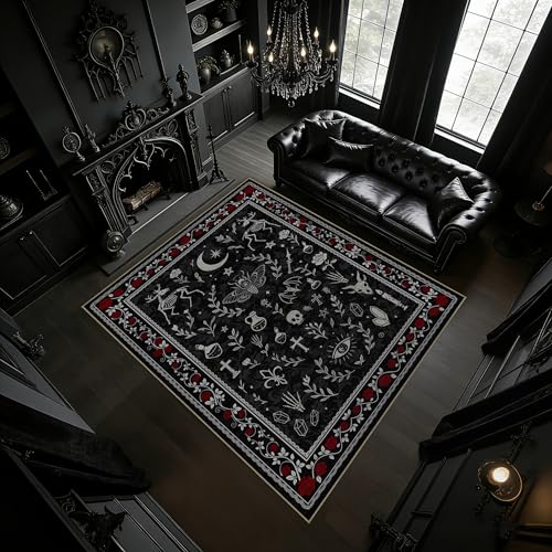 Lvsoamz Gothic 5x7 Area Rug Dark Academia Machine Washable, Rectangular