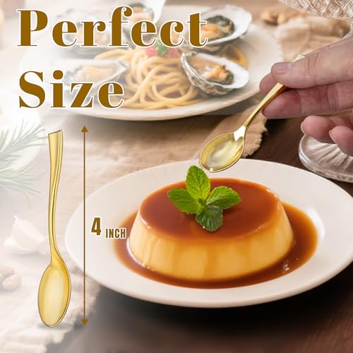 Mini Gold Plastic Spoons 300PCS - Disposable Dessert & Appetizer Spoons