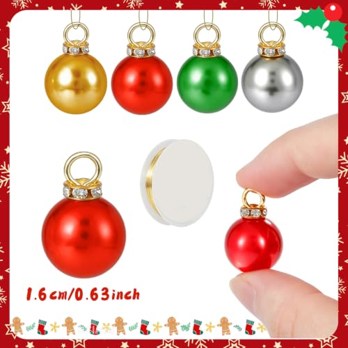 200pcs Small Christmas Ornaments 0.63 Inch Red Green Gold Silver Holiday Decorations