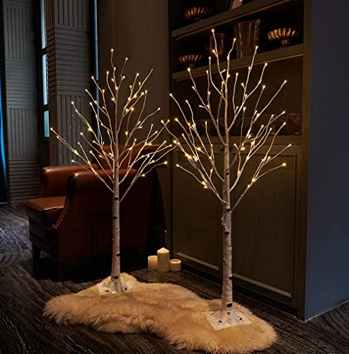 Hairui Lighted Birch Tree Plug in 4FT 72 LED White Twig with Lights