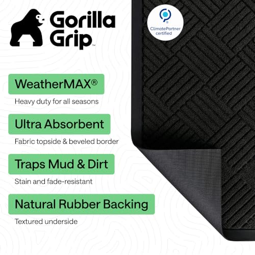 WeatherMax Door Mat - Indoor Outdoor Use, 35x23 Black Diamond - Heavy Duty, Weatherproof, Dirt & Moisture Capture